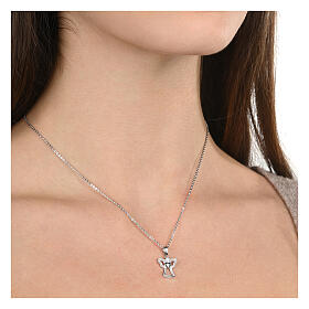 Angelus Agios necklace with cut-out angel, rhodium-plated 925 silver