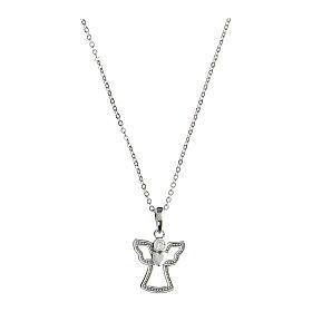Rhodium-plated silver angel necklace heart Angelus Agios
