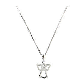 Rhodium-plated silver angel necklace heart Angelus Agios