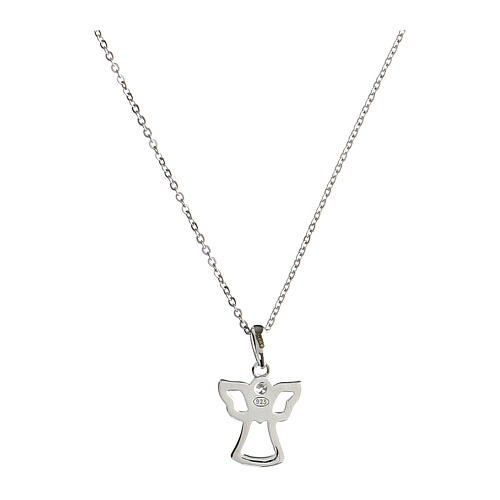 Rhodium-plated silver angel necklace heart Angelus Agios 2