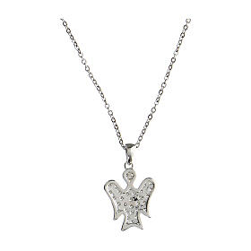 Angelus necklace, rhodium-plated 925 silver and white rhinestones, Agios Gioielli