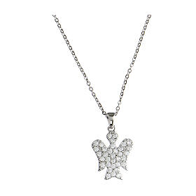 Rhodium-plated silver necklace white zircons Angelus Agios