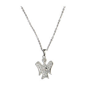 Rhodium-plated silver necklace white zircons Angelus Agios