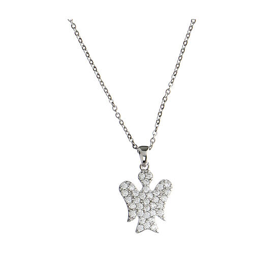 Rhodium-plated silver necklace white zircons Angelus Agios 1