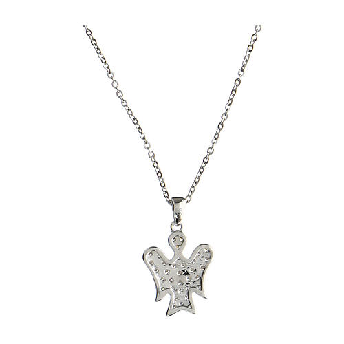Rhodium-plated silver necklace white zircons Angelus Agios 2