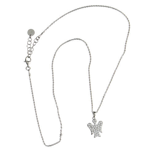 Rhodium-plated silver necklace white zircons Angelus Agios 3