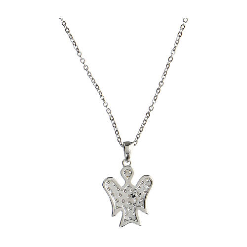 Rhodium-plated silver necklace white zircons Angelus Agios 3