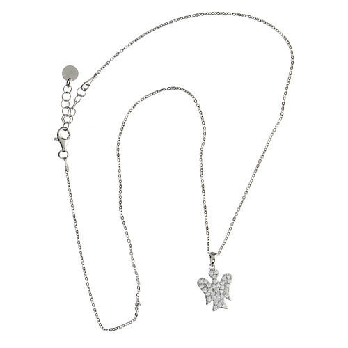 Rhodium-plated silver necklace white zircons Angelus Agios 4