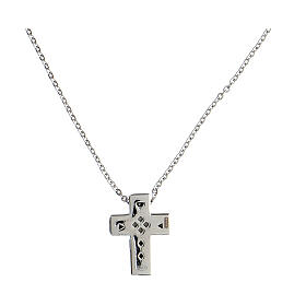 Icona Crucis necklace, Agios Gioielli, black rhinestones and 925 silver