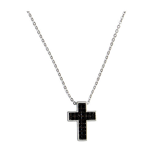 Icona Crucis necklace, Agios Gioielli, black rhinestones and 925 silver 1