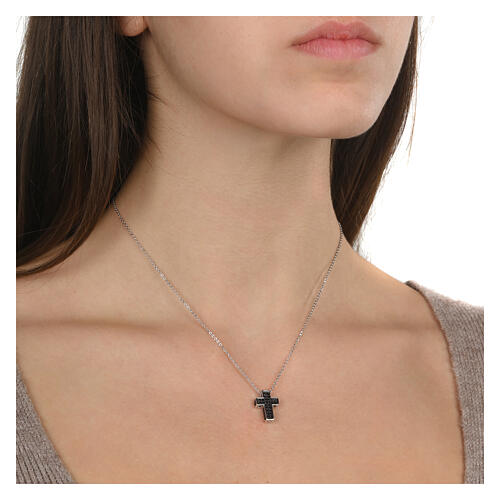 Icona Crucis necklace, Benedictus Gioielli, black rhinestones and 925 silver 2