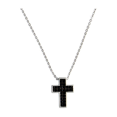 Collar Icona Crucis zircones negros plata Agios 1
