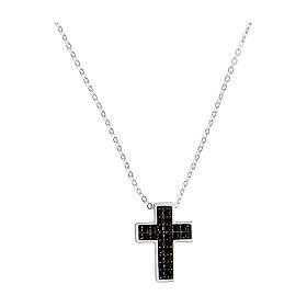 Collana Icona Crucis zirconi neri argento Agios
