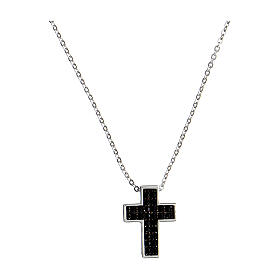 Black cross necklace silver Icon Crucis Agios