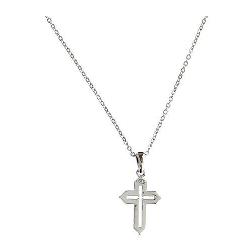 Silver cross necklace Illuminatum white zircons Agios 2
