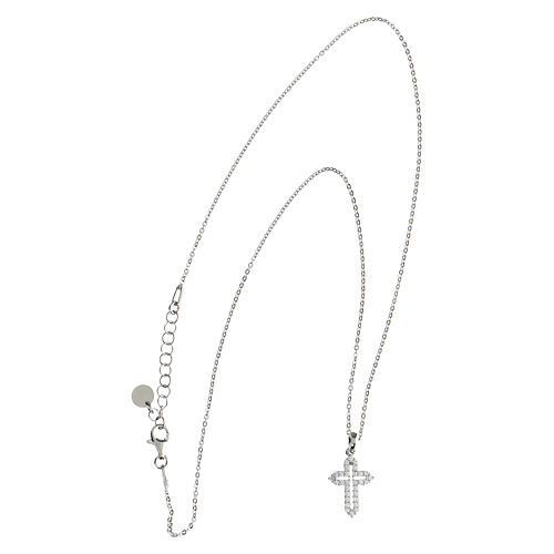 Silver cross necklace Illuminatum white zircons Agios 3