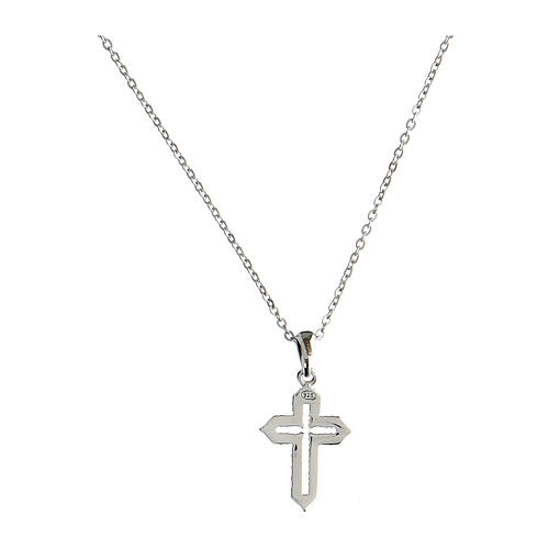 Silver cross necklace Illuminatum white zircons Agios 3