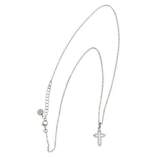 Silver cross necklace Illuminatum white zircons Agios 4