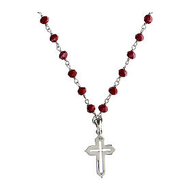 Collana Icona Coloribus grani rossi argento Agios