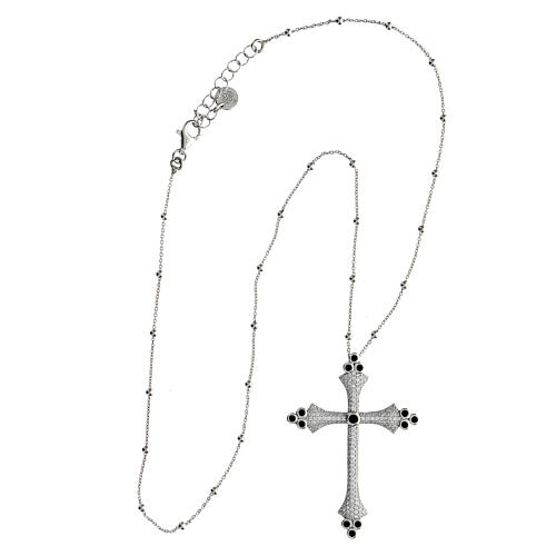 Crucis Luminis necklace, Agios Gioielli, white and black rhinestones 3