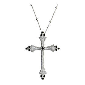 Collana Crucis Luminis zirconi bianchi neri Agios argento 925