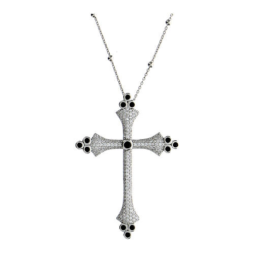 Collana Crucis Luminis zirconi bianchi neri Agios argento 925 1