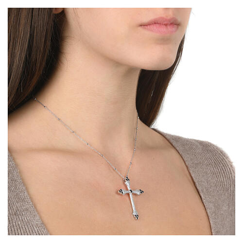 Collana Crucis Luminis zirconi bianchi neri Agios argento 925 2