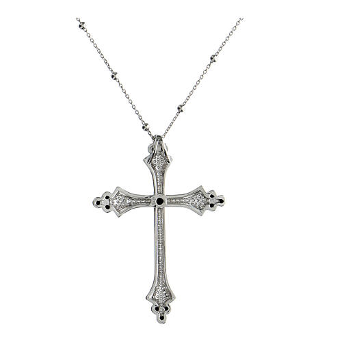 Collana Crucis Luminis zirconi bianchi neri Agios argento 925 3