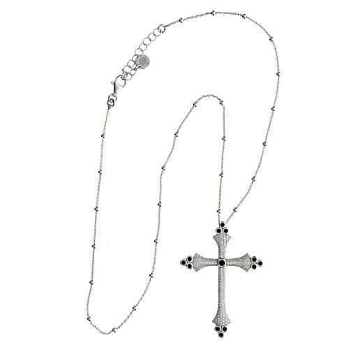 Collana Crucis Luminis zirconi bianchi neri Agios argento 925 4