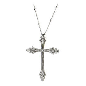 Crucis Luminis necklace, Agios Gioielli, white rhinestones