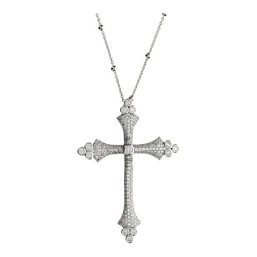 Crucis Luminis necklace, Agios Gioielli, white rhinestones 1