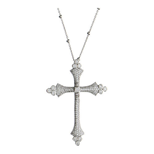 Necklace Crucis Luminis silver white zircons Agios 1