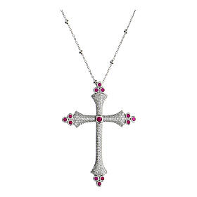 Crucis Luminis necklace, Agios Gioielli, white and red rhinestones