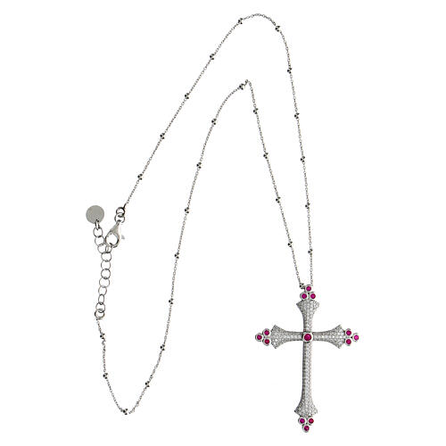 Crucis Luminis necklace, Agios Gioielli, white and red rhinestones 3