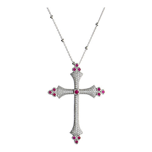 Collier zircons blancs et rouges Crucis Luminis argent 925 Agios 1