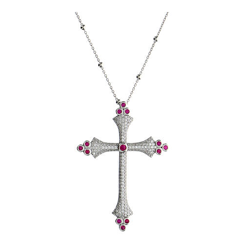 Collana zirconi rossi Crucis Luminis argento Agios 1
