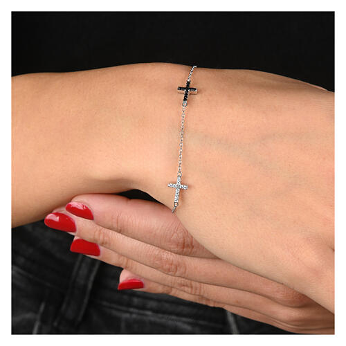 Pulsera Lumina plata zircones blancos negros Benedictus 2