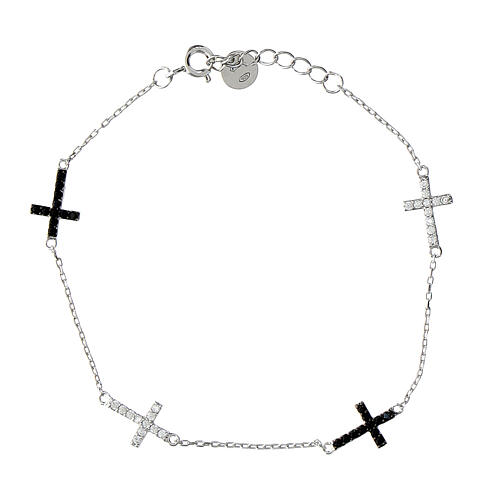 Pulsera Lumina plata zircones blancos negros Benedictus 3