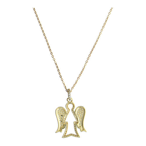 Gilded silver angel pendant necklace Angelus Agios white zircons 2