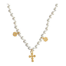 Golden silver pearl necklace Agios Aureum 