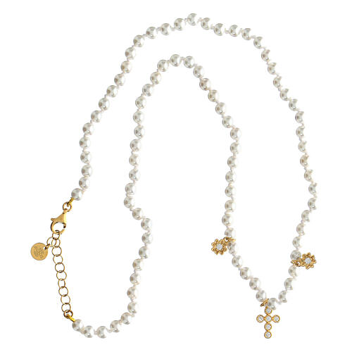 Golden silver pearl necklace Agios Aureum  3