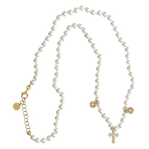 Golden silver pearl necklace Agios Aureum  4