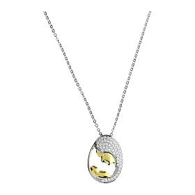 Angelus necklace by Agios with rhinestones, Virgin with Child, 925 silver