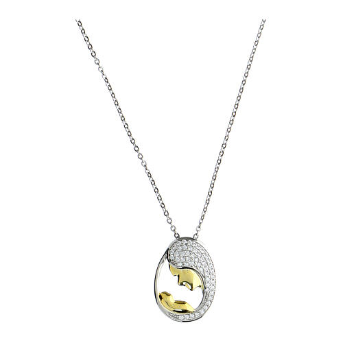 Collana Angelus Madonna e Bambino argento zirconi Agios 1