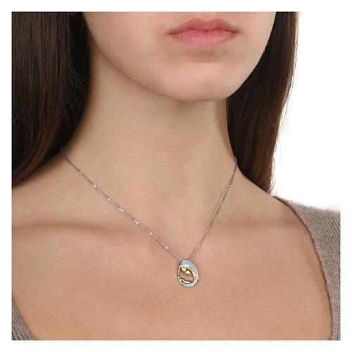 Colar Angelus Virgem com o Menino prata 925 e zircões Agios 2