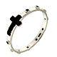 Agios Lumina prayer ring with black rhinestones and a cross, rhodium-plated 925 silver s1