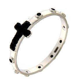 Lumina rosary ring with black zircons and silver Agios