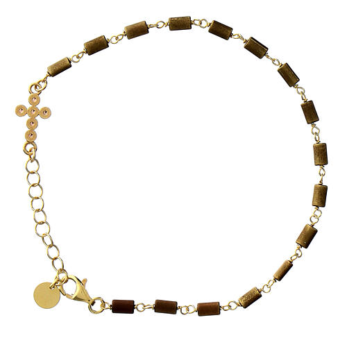 Pulsera Lapis hematites marrón plata dorado Benedictus 3
