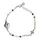 Rhodium-plated Sacred Heart bracelet Agios multicolor beads s1