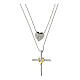 Illumina double necklace by Agios, cross and heart, rhinestones and 925 silver s1